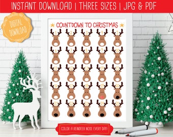 Countdown To Christmas Calendar Printable, Christmas Countdown Calendar, Countdown to Christmas, Christmas Countdown Printable, Reindeer