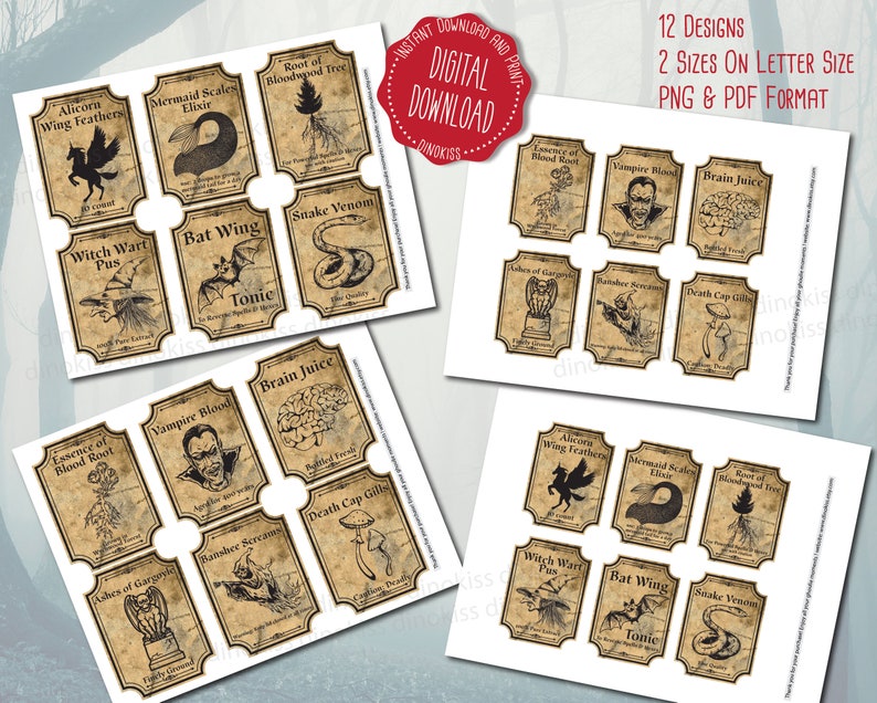 Halloween Potion Labels Printable Apothecary Labels - Etsy