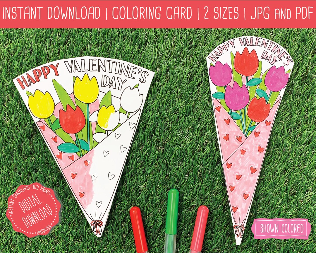 valentines-day-coloring-card-pdf-valentines-day-card-printable-tulip-bouquet-printable
