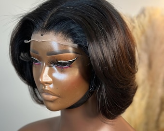8" Human Hair Bob Wig | 5x5 HD Lace Closure, 200% Density, Layered Bob