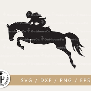 Reiter svg png Schneidedatei | Springpferd SVG | Pferde springen | Springreiter | Hunter Jumper Silhouette (OCU-048)