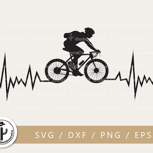 Herzschlag Fahrrad svg Cut Datei, Herz Beat Cycle Clipart, Love Sport Bike svg für Silhouette Cricut, Digitale Schneidedatei (OCU-019)