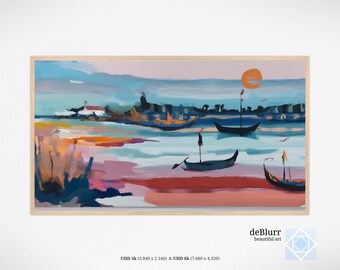 Samsung Frame TV Art | Wonderful Winter Landscape at the Coast Painting | 4k 8k | Instant Download