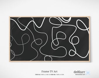 Frame TV Art Minimalistic Line Art • Neutral Boho TV Art • White Line on Black Background • Instant Download • for Samsung Frame
