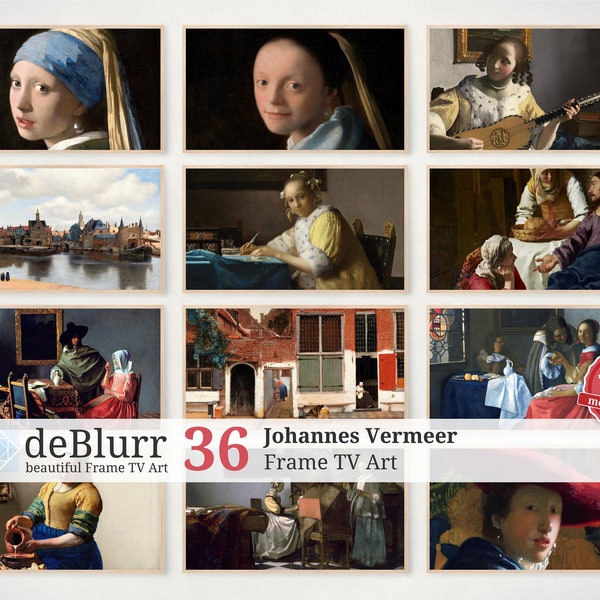 Lot de tableaux d'oeuvres d'art pour téléviseur Johannes Vermeer • Ensemble de 36 peintures de Vermeer • Tableau d'oeuvres d'art Vermeer • Téléchargement instantané • pour téléviseur Samsung
