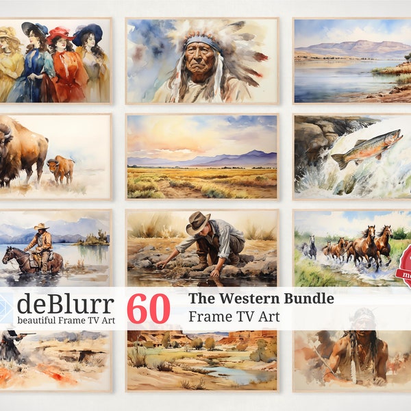 Frame TV Art • The Western Bundle  • Water Color Western Art Set of 60 • Downloadable Art • for Samsung Frame