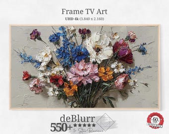 Frame TV Art Fall Flower Boutique • Autumn Impasto Painting • Textured Flower Art • Seasonal Home Decor • Instant Download