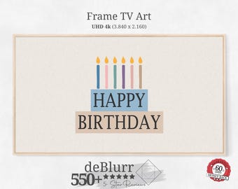 Birthday Cake Frame TV Art: Minimalist Pastel Decor (Digital Download)