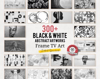 Black and White Abstract Frame TV Art - 300+ Designs (Digital Download)
