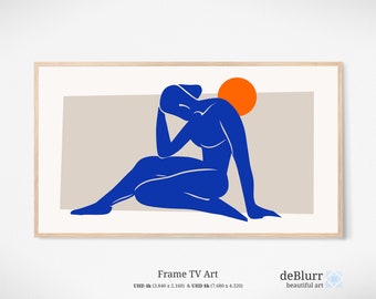 Frame TV Art Abstract Nude Painintg inspired by Henry Matisse • Nude Blue Woman TV Art • Digital Downloadable Art • for Samsung Frame