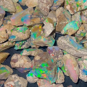 Opal Rough Lot AAA Grade Natural Play Color Ethiopian Welo Opal Raw Suitable For Cutting And Making Jewelry, Dry Opal Raw Gemstone 40 Carats