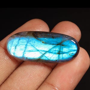 Beautiful Top Quality 100% Natural Blue Labradorite Oval Shape Cabochon Loose Gemstone For Making Jewelry  32.60 Ct 38X16X5 MM AW-2586