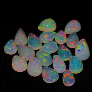 10x6 mm Opal Lot, Opal Cabochon Lot, AAA Top Quality Natural Ethiopian Opal Cabochon Lot, Welo Opal Making Jewelry, Pear Shape Opal Gemstone