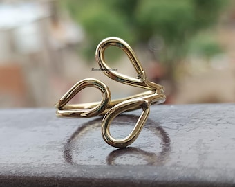 Raw Brass Hand Ring Adjustable,  Bold Minimal Ring, Open Finger Rings, Trendy ,Jewelry Women