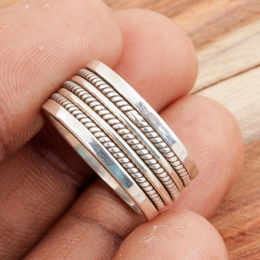 925 Silver Ring, Five Toon Ring,spinner Ring,mom Dad Gift Ring,fine ...