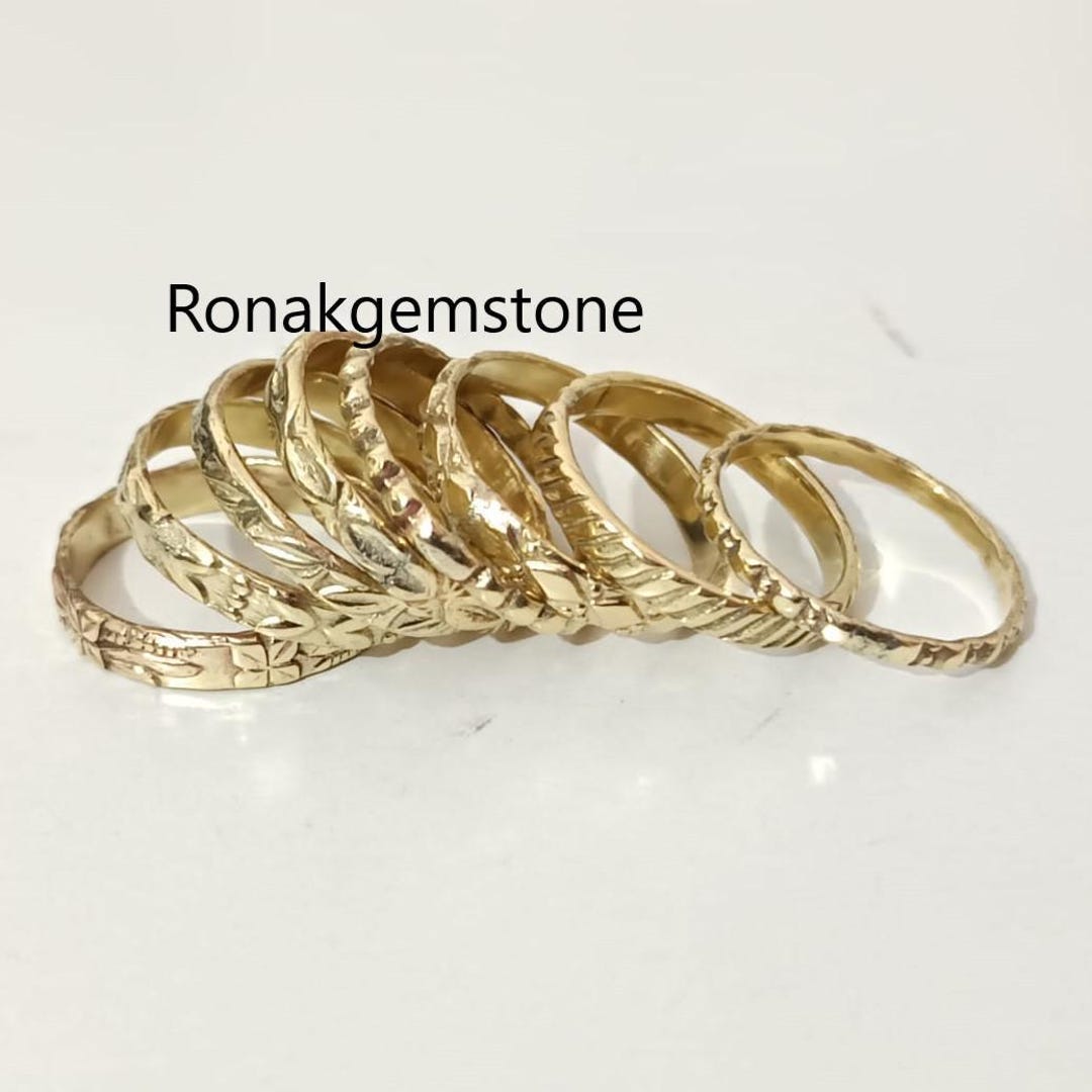 Handmade Solid Brass Ring Set: Designer Stackable 8 Rings Set - Etsy UK