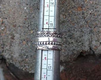 Set Of 5 Sterling Silvers, Pure Silver Rings: Assorted Pattern Ring, Thin & Thick Dotted