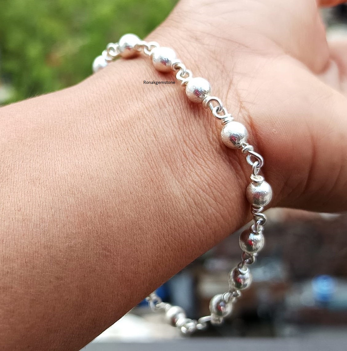 ★SENTIMENTS★ NO.598 [SILVER] WAVE TWO HOLD BALL BRACELET Zig-zag Bangle Bracelet Wave Bracelet Hook and Eye Clasp 925