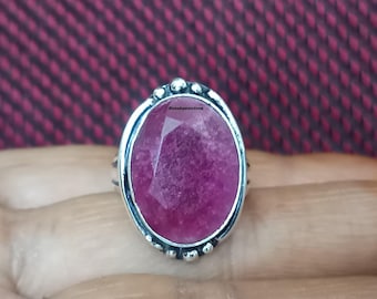 Alliances faites main, grande bague ovale en rubis : argent sterling 925, bague populaire pour femmes,