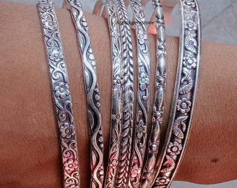 925 Sterling Silver Stacking Bangles, Set of 7 Bangles, Bangle
