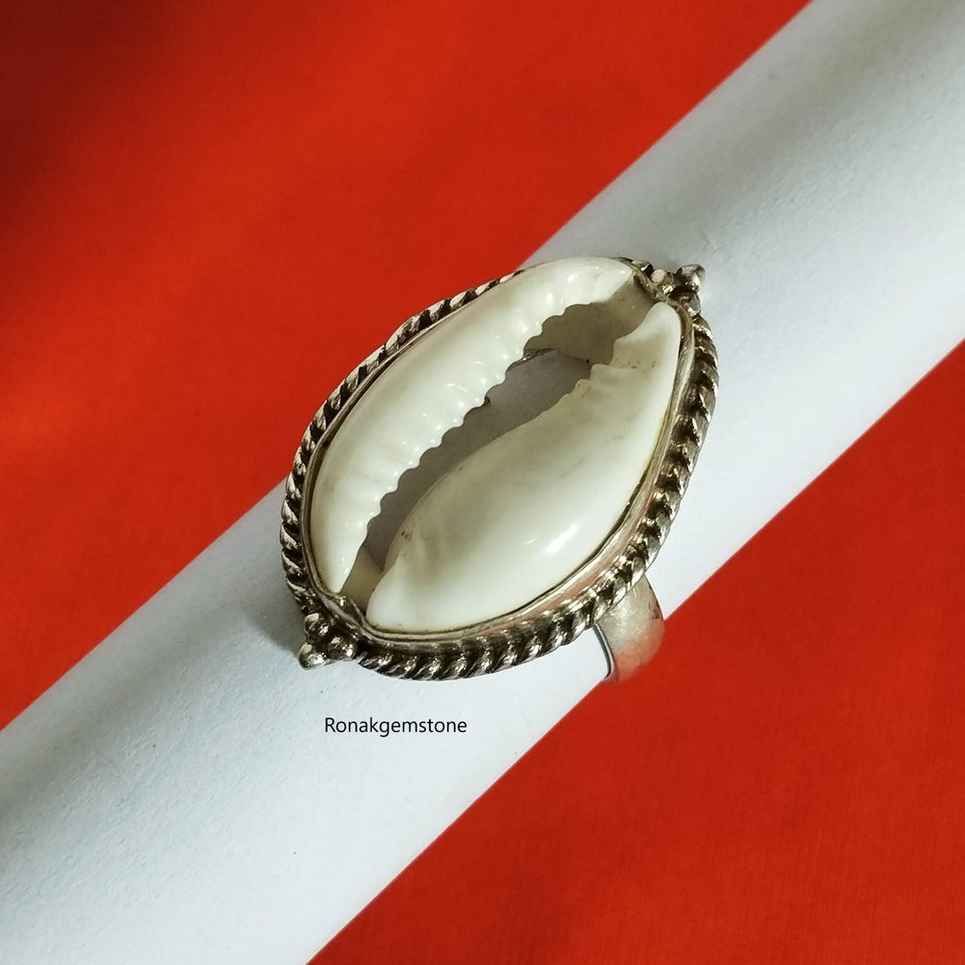 Cowrie Shell Ring - 925 Sterling Silver - Handmade Beachy Jewelry ...