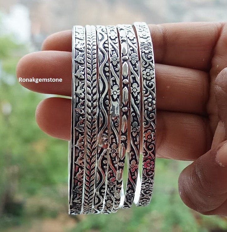 Handmade Sterling Silver Bangle Bracelets, Multiple Sizes, 7