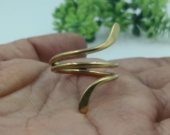 Adjustable Solid Brass Wrap Ring, Bohemian Style, Handmade Jewelry
