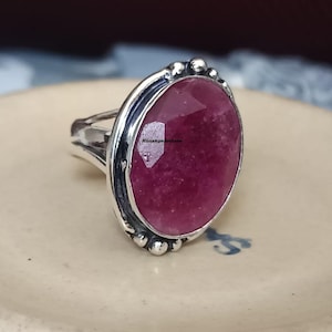 Großer ovaler Rubin Cocktailring: 925 Sterlingsilber, Damenring