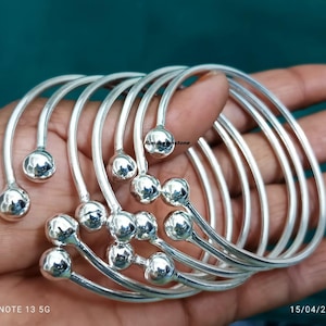 Thick Sterling Silver West Indian Bangles: Boho Set of 7