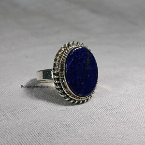 925 Sterling Silber Lapis Lazuli Edelstein Ring, spiritueller Schmuck, Vintage Ring elegant, Geschenk für sie Mutter Geschenk
