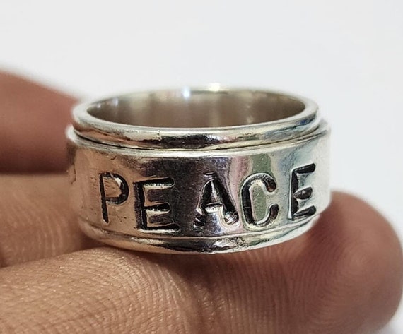 Sterling Silver Peace Spinner Ring Sterling Silver Peace Spinner Ring