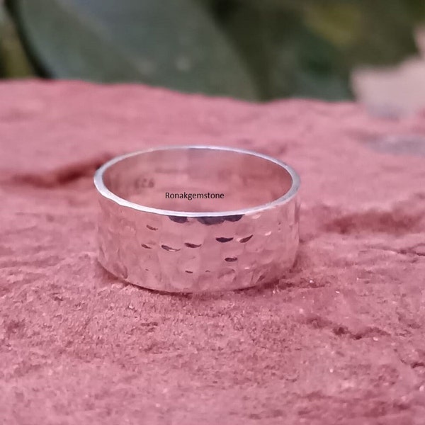 Hammered Band Ring , 925 Silver Ring ,  Sterling Silver Ring , Band Unisex Ring ,  Statement Ring ,  Wide Hammered Ring ,  Sterling Jewelry
