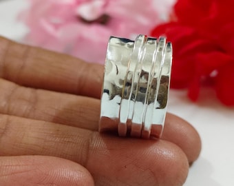 925 Sterling Silber Spinner Ring, handgemachte Meditation Band, stapelbare Daumen Ring