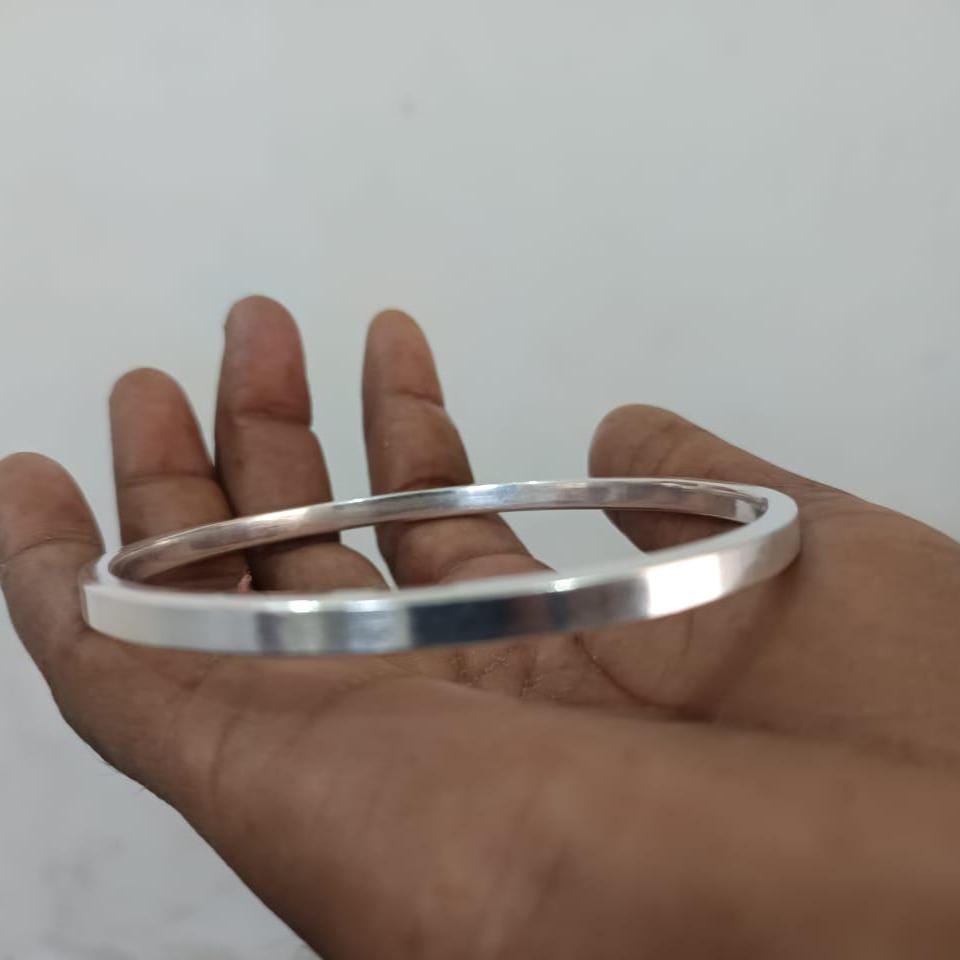 SILVER925 PLANE DESIGN BANGLE/シルバー/バングル Thick Heavy Flat 925 Sterling Silver Bangle, Handmade Solid Silver