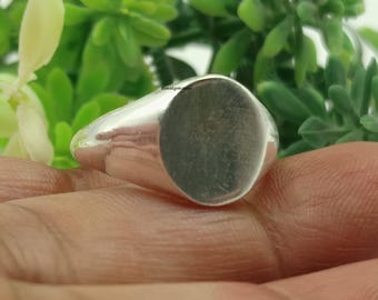 Handmade Sterling Silver Signet Ring: Vintage Retro Style Statement Band