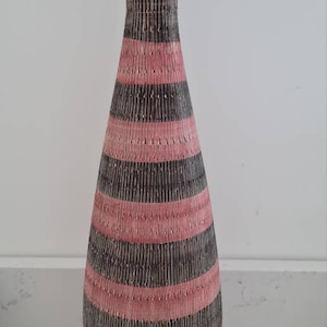 Vintage bitossi seta large tall vase sgraffito aldo Londi 60s 70s Italy italian