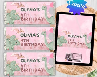 Dinosaur Chocolate Wrappers. Mini Chocolate labels. Party Favours Stickers Digital Digital.