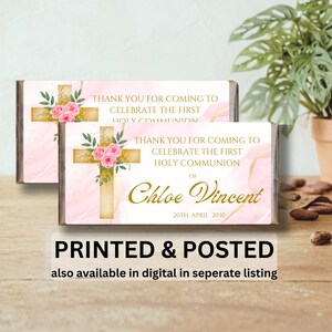 Baptism, Christening, Communion, Naming Day  Chocolate Party Favour Candy Bar Wrapper. Mini Chocolate Labels. Hard Copy Custom