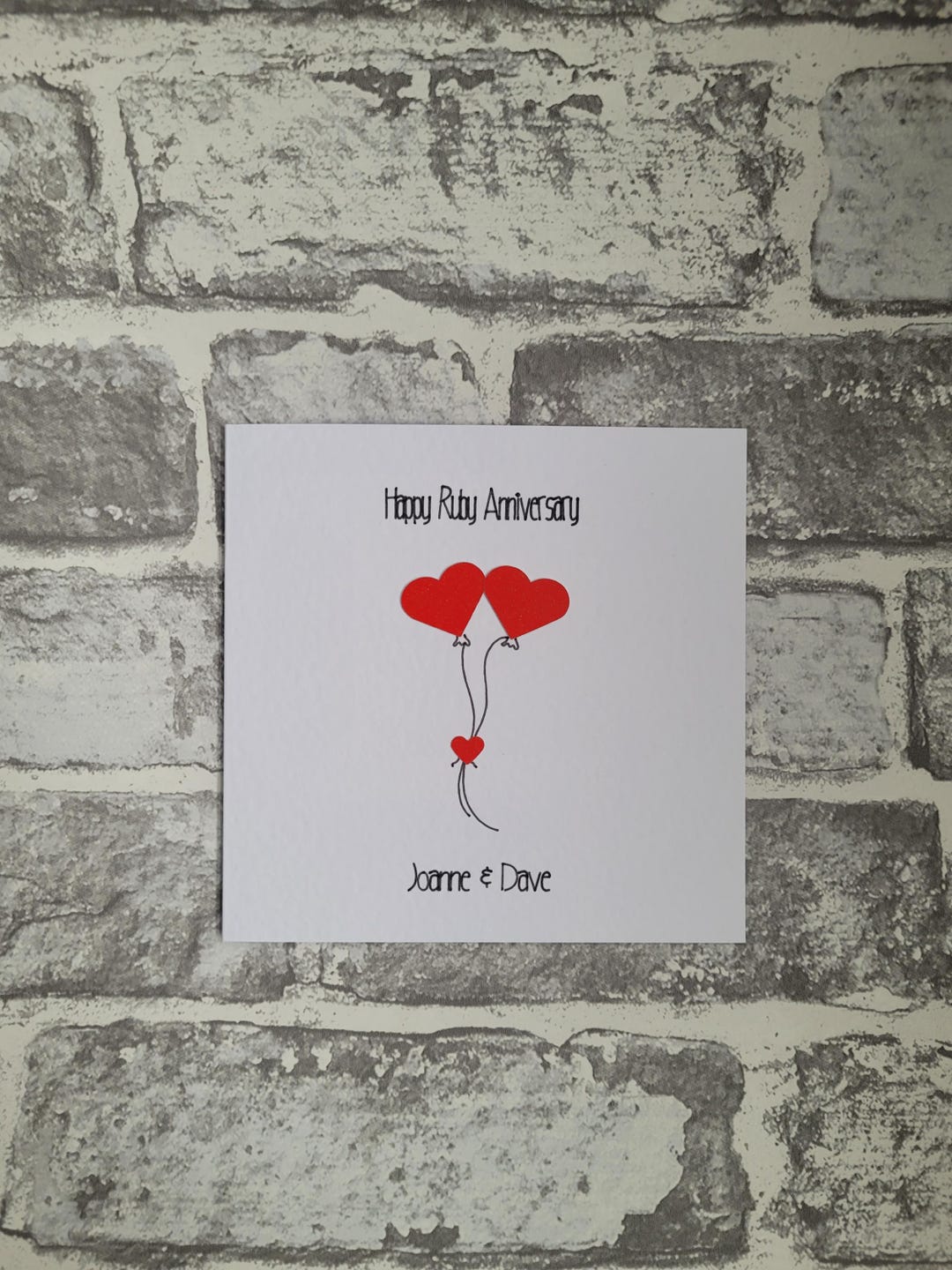 Handmade Ruby Anniversary Card – 40th Wedding, Personalised, Hearts - Etsy