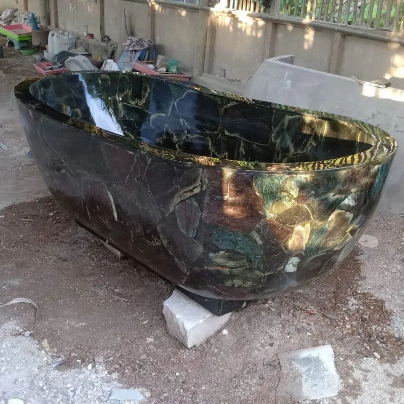 Petrified Wood Black Bathtub Marble Bathtub for Bathroom Etsy