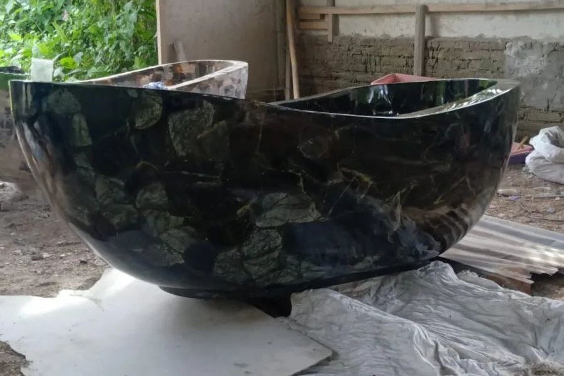 Petrified Wood Black Bathtub Marble Bathtub for Bathroom Etsy
