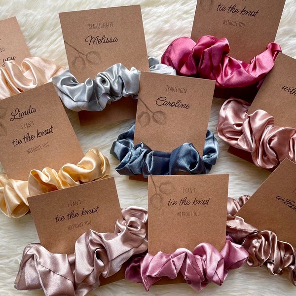 Scrunchies BRAUTJUNGFER & TRAUZEUGIN | Hochzeit | fragen | Geschenk JGA | Gastgeschenk | Personalisierbar | Boho | Geschenkbox