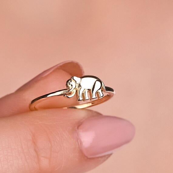 Rose gold elephant ring deals