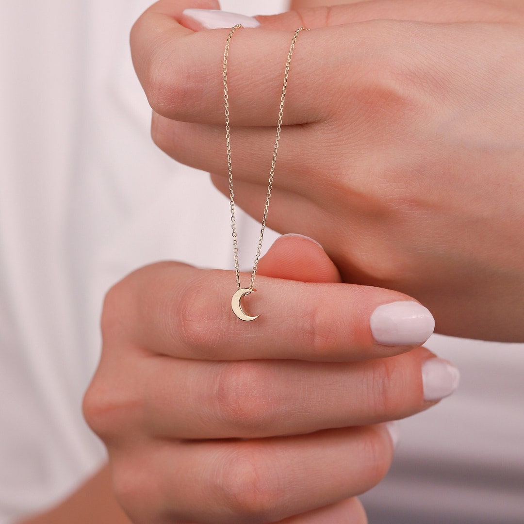 14k Yellow Gold Necklace with Moon