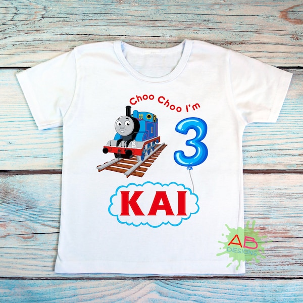 Personalised Boys Thomas the Train Birthday T-shirt, Custom kids tops, Kid Birthday tshirt, Thomas the train custom, choo choo I'm Two