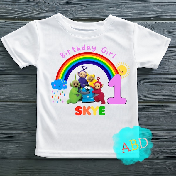 Personalised Tubbies Boys Girls Birthday T-shirt, Happy Birthday Shirt, Personalised kids tops, Birthday t-shirt personalised, Tele-Tubbies