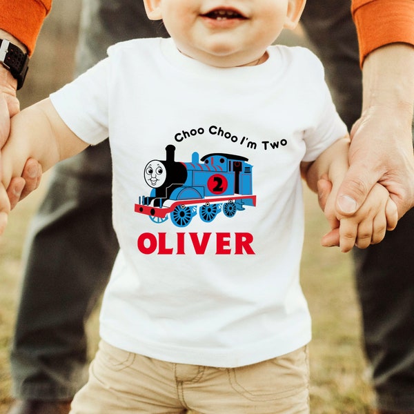 Personalised Boys Thomas the Train Birthday T-shirt, Custom kids tops, Kid Birthday tshirt, Thomas the train custom, choo choo I'm Two