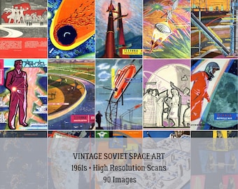 Ilustraciones espaciales soviéticas vintage de la década de 1960, imágenes prediseñadas retro de la URSS, dibujos de ingeniería, arte mural imprimible, descarga instantánea en formato JPG de alta resolución.