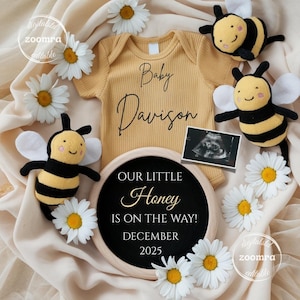 Bee Pregnancy Announcement Digital,Honey Bee Themed Baby Reveal,A Little Honey Bee Pregnancy Reveal Social Media Template,Pregnancy Flat Lay