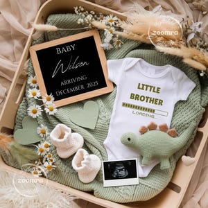 Annuncio di gravidanza modificabile del fratellino, idea per rivelare il sesso del bambino, annuncio di gravidanza del bambino, modello per social media,